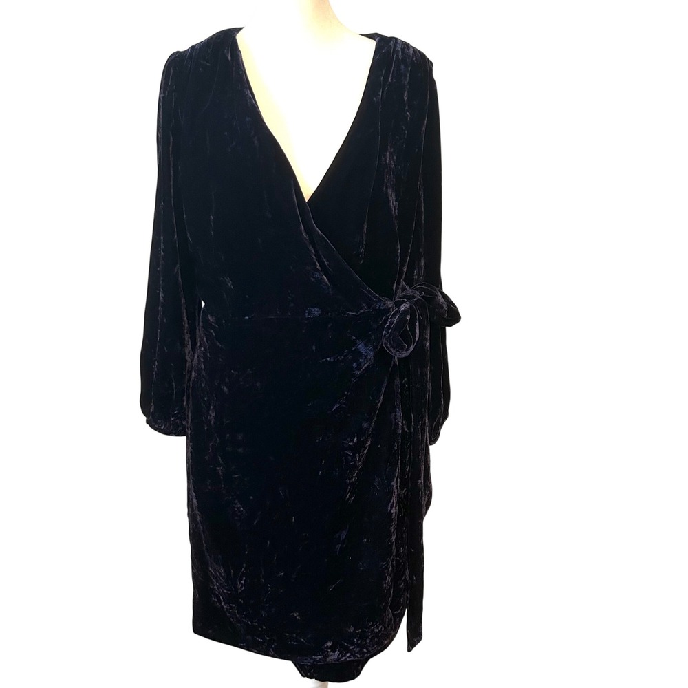 J. Crew Women's Navy Velvet Wrap Dress in Size 8